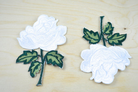 White Rose Iron-On Patch Applique