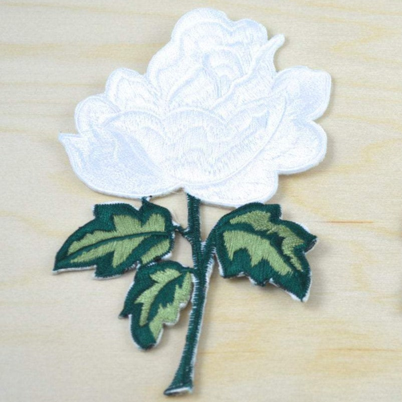 White Rose Iron-On Patch Applique