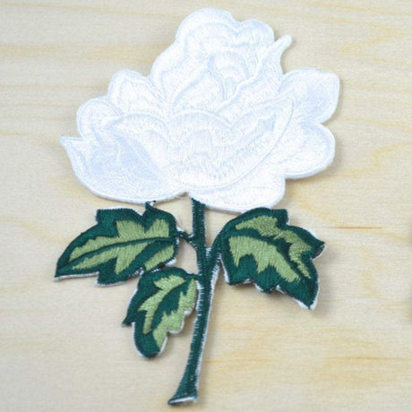 White Rose Iron-On Patch Applique