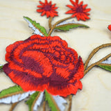 Rose Embroidery Patch Red Iron-On