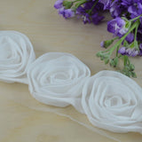 3D Rose Lace Trim Black White