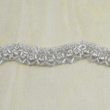 Rhinestone Trim Silver Scalloped Iron-On