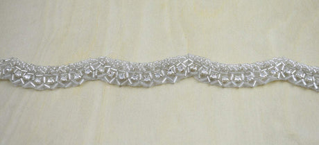 Rhinestone Trim Silver Scalloped Iron-On