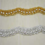 Rhinestone Trim Silver Scalloped Iron-On