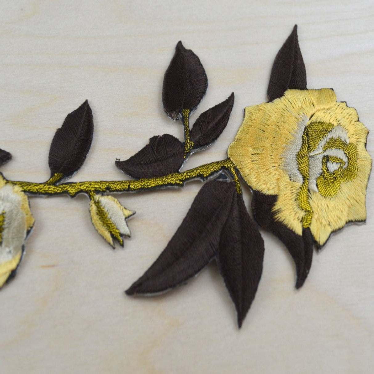 Rose Flower Patch Brown Mustard Iron-On
