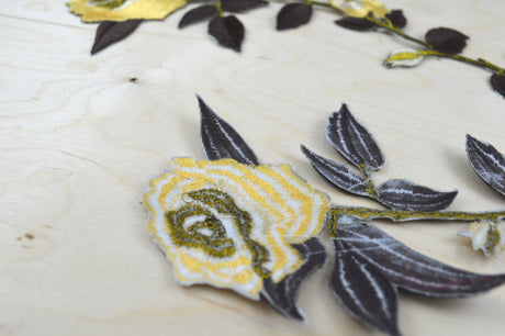 Rose Flower Patch Brown Mustard Iron-On
