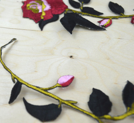 Rose Applique Iron-On Burgundy
