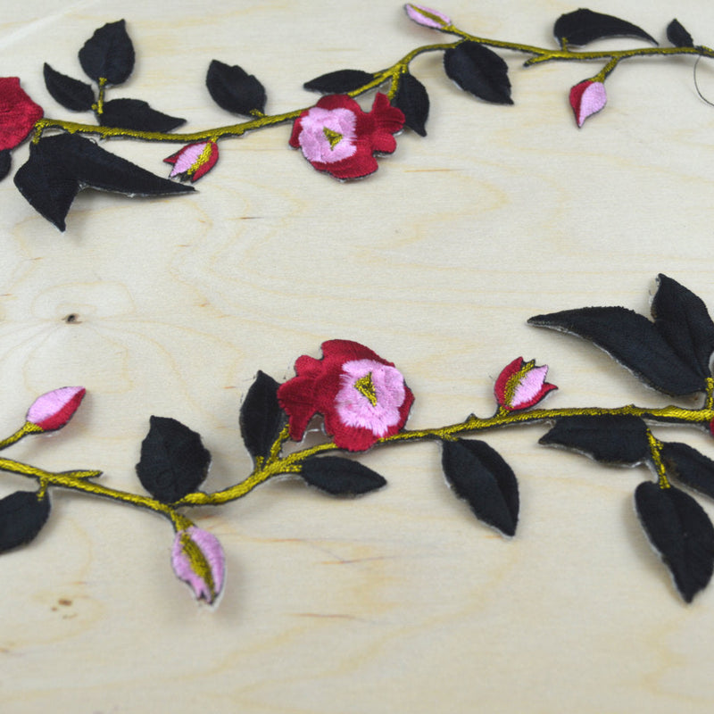 Rose Applique Iron-On Burgundy