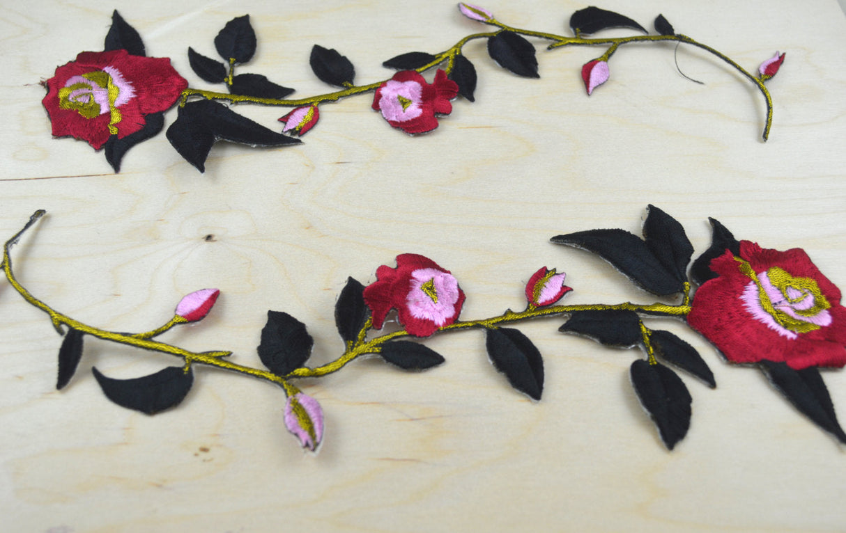 Rose Applique Iron-On Burgundy