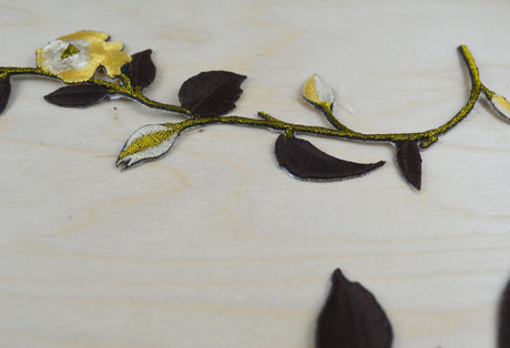 Rose Flower Patch Brown Mustard Iron-On