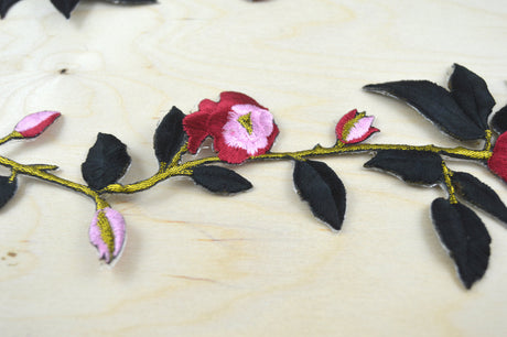 Rose Applique Iron-On Burgundy