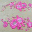Embroidered Flower Patch Pink Silver