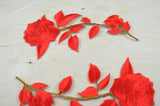 Embroidered Rose Applique Patch Red Iron-On