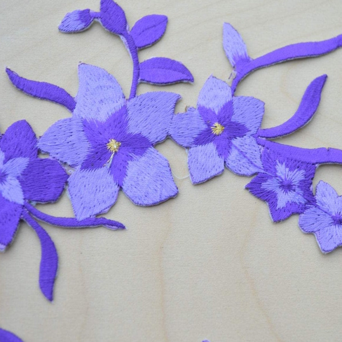 Embroidered Flower Patch Purple Iron-On