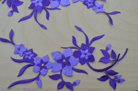 Embroidered Flower Patch Purple Iron-On