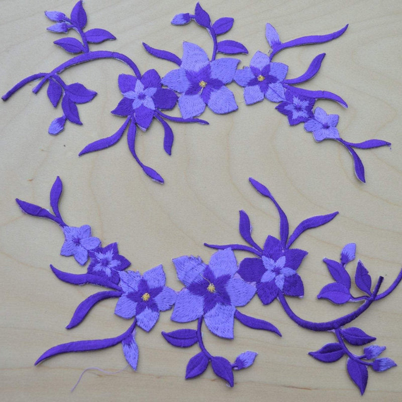Embroidered Flower Patch Purple Iron-On