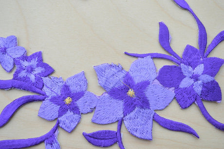Embroidered Flower Patch Purple Iron-On