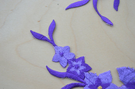 Embroidered Flower Patch Purple Iron-On