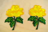 Embroidered Rose Applique Yellow Iron-On