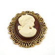 Cameo Button Flat Back Ivory Silhouette