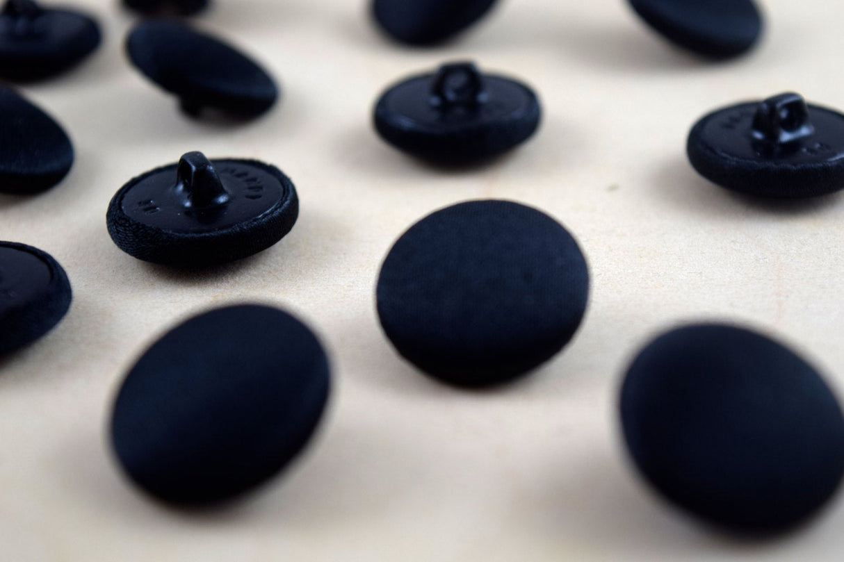Satin Covered Shank Button Black