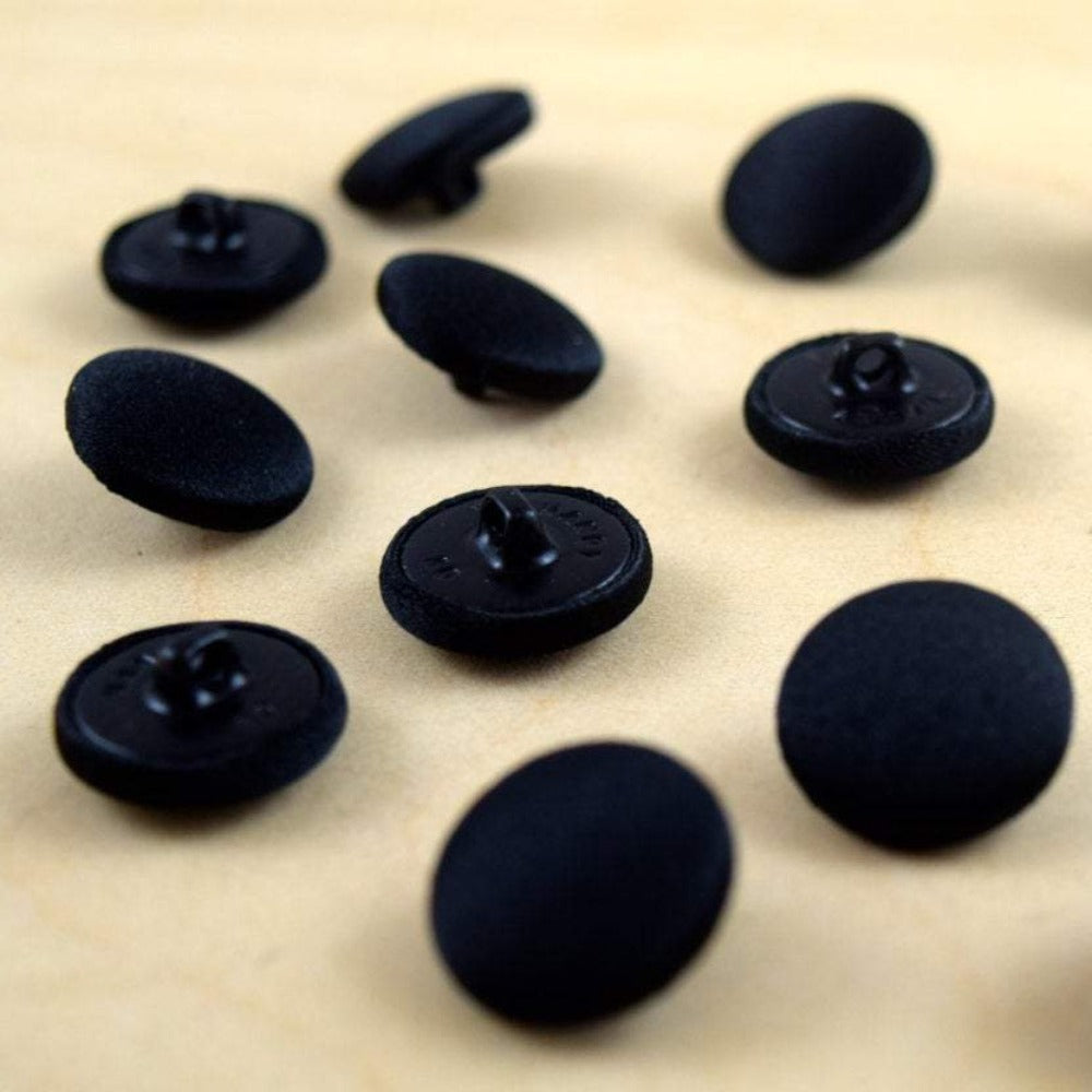 Satin Covered Shank Button Black