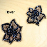 Crystal Applique Patch Navy Champagne