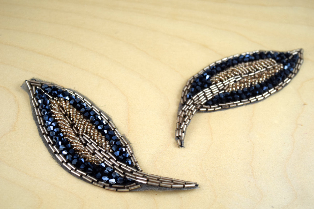 Crystal Applique Patch Navy Champagne