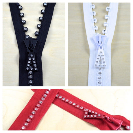 Rhinestone Zipper Open-End Pinlock