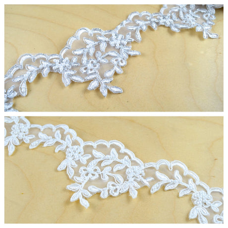 Bridal Lace Trim Polyester Leaf Motif 3"