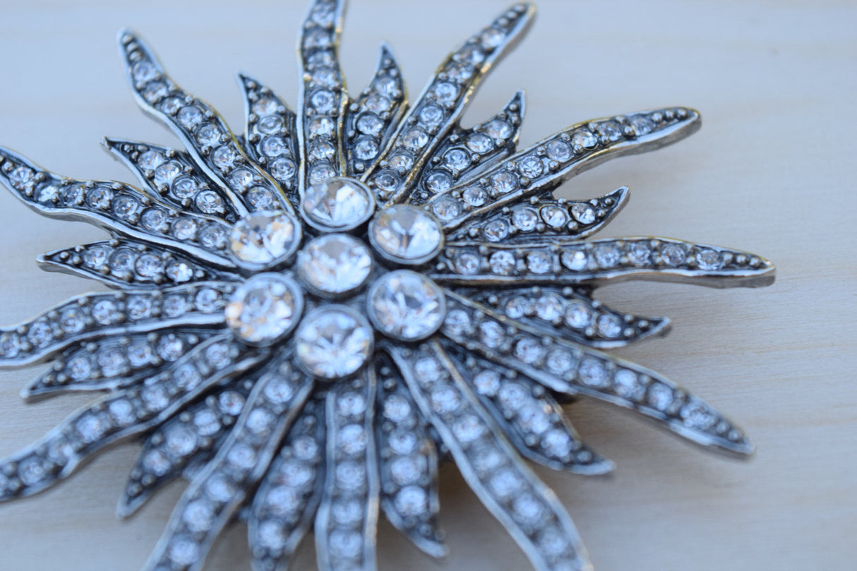 Gunmetal Crystal Brooch Gothic Styles