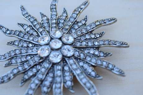 Gunmetal Crystal Brooch Gothic Styles
