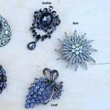 Gunmetal Crystal Brooch Gothic Styles