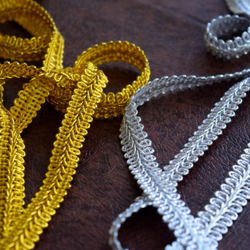 French Gimp Braid Trim 5/8" Metallic Gold Silver
