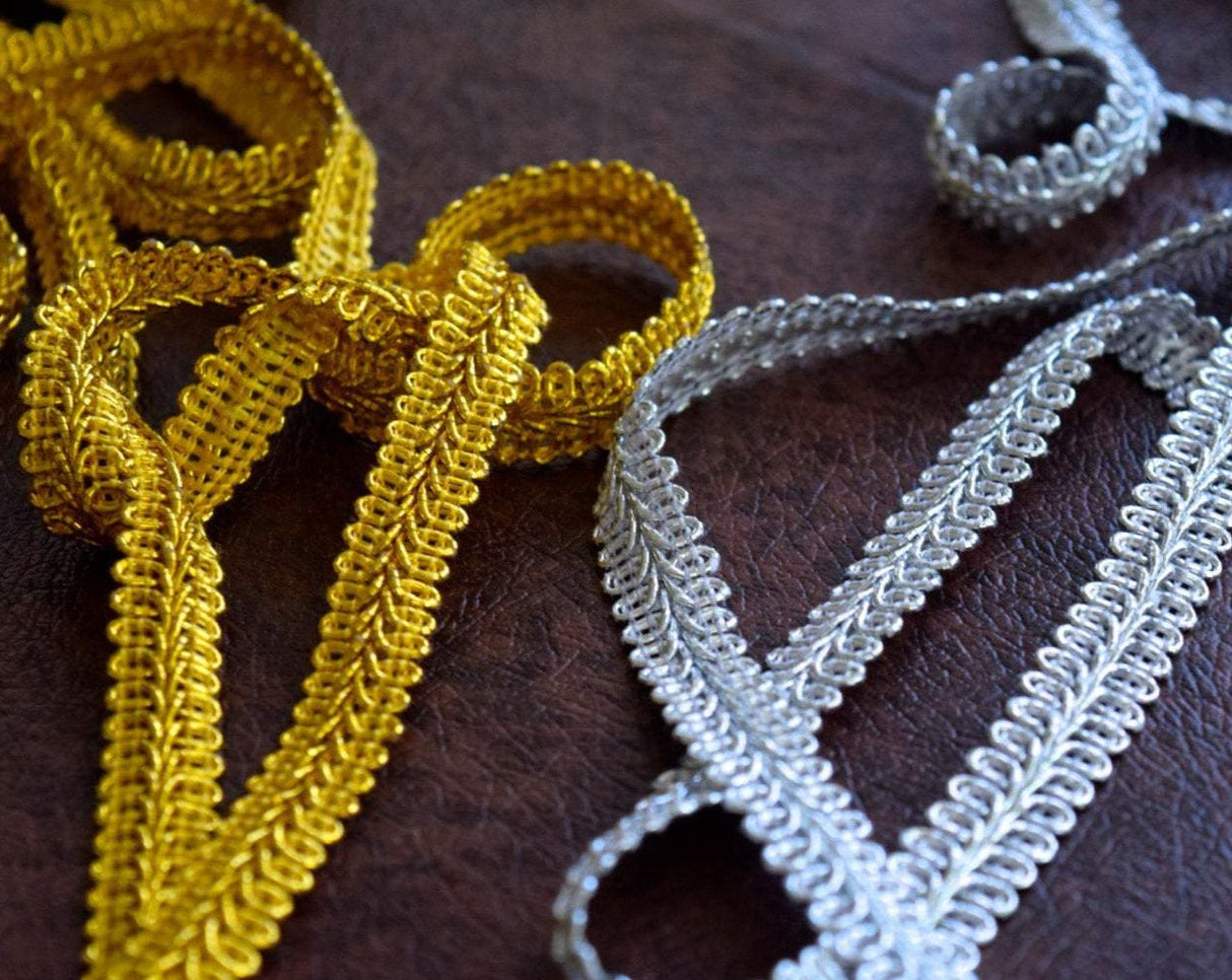 French Gimp Braid Trim 5/8" Metallic Gold Silver