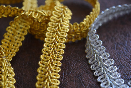 French Gimp Braid Trim 5/8" Metallic Gold Silver