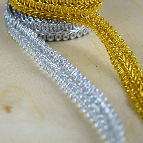 French Gimp Braid Trim 5/8" Metallic Gold Silver