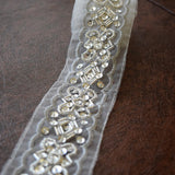 Beaded Lace Trim Silver 2 Inch