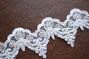 Beaded Bridal Lace Trim 2.5" White Ivory