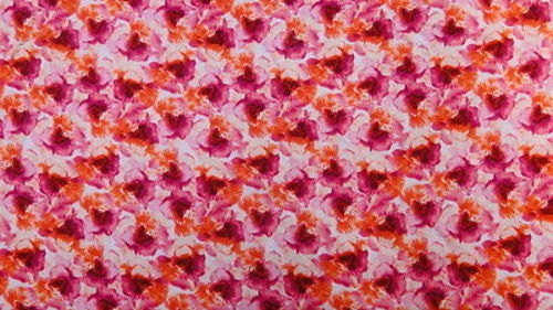 Rayon Floral Print Fabric Orange Fuchsia