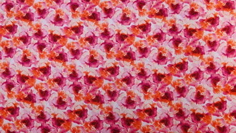 Rayon Floral Print Fabric Orange Fuchsia
