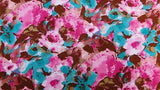 Rayon Floral Print Fabric Green Fuchsia Brown