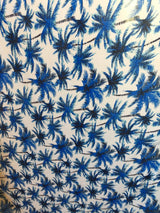 Rayon Challis Tropical Palm Print Blue