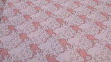 Satin Charmeuse Cat Print White Pink
