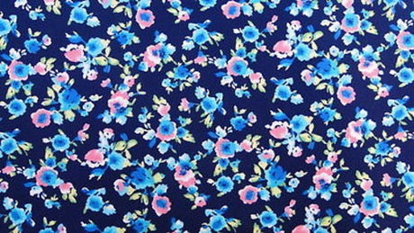 Rayon Challis Floral Print Navy Blue Pink