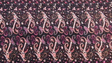 Rayon Paisley Print in Browns and Fuchsia