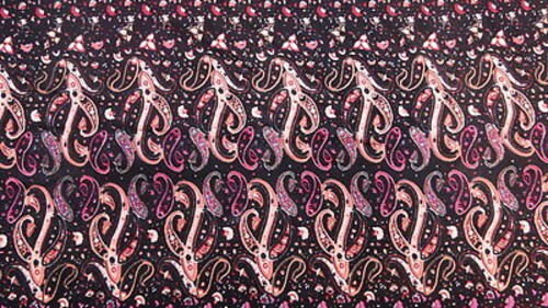 Rayon Paisley Print in Browns and Fuchsia