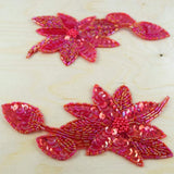 Flower Applique Coral Beaded Sequin Iron-On