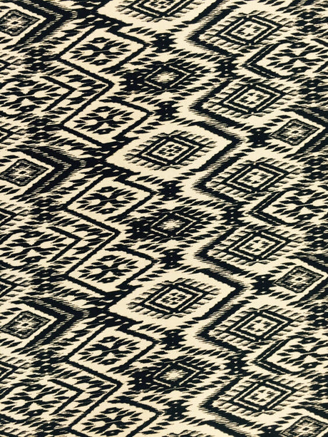 Rayon Challis Black and Tan Geometric Pattern