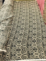 Rayon Challis Black and Tan Geometric Pattern